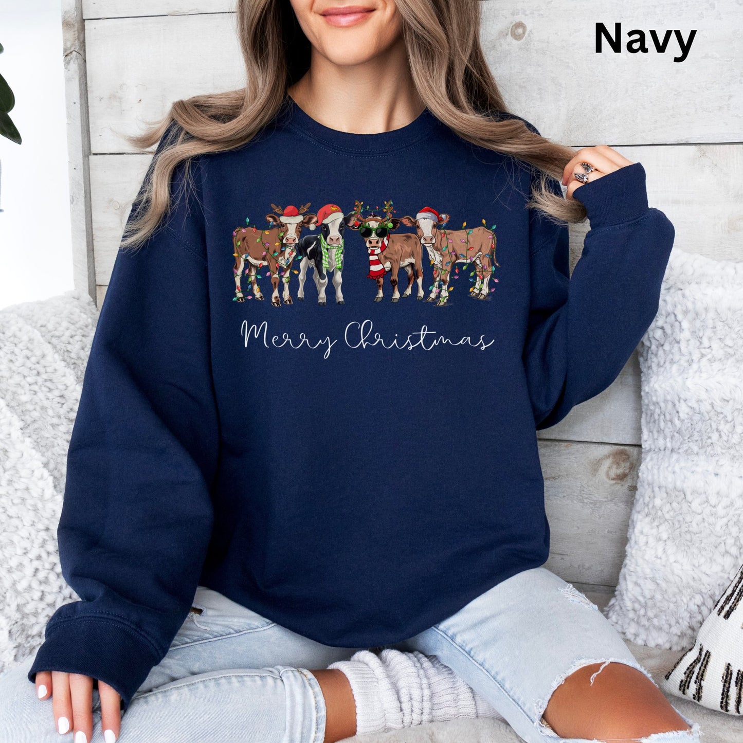 Merry Christmas Weihnachts-Kühe - Lustiger Weihnachtspullover