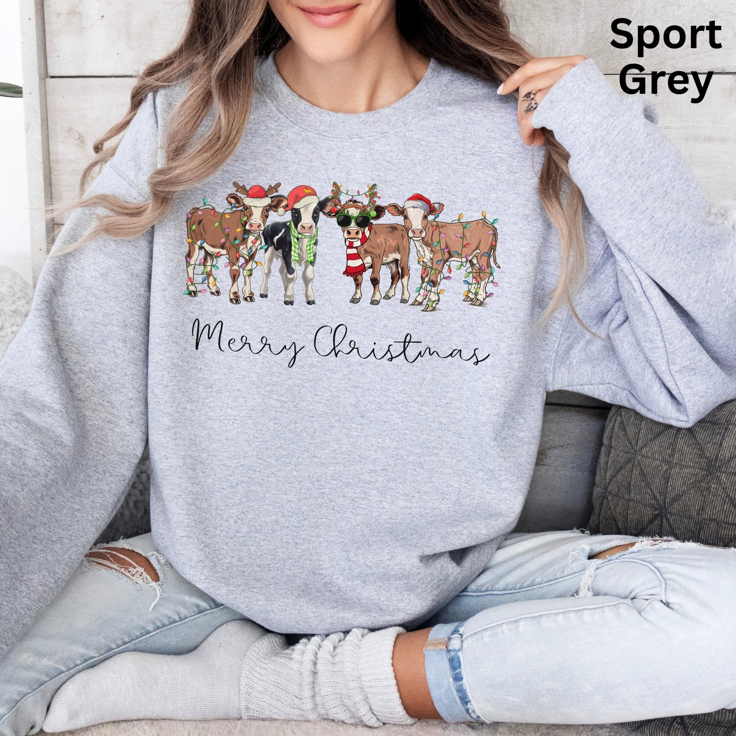 Merry Christmas Weihnachts-Kühe - Lustiger Weihnachtspullover