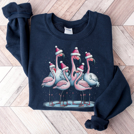 Weihnachts-Flamingos - Lustiger Weihnachtspullover